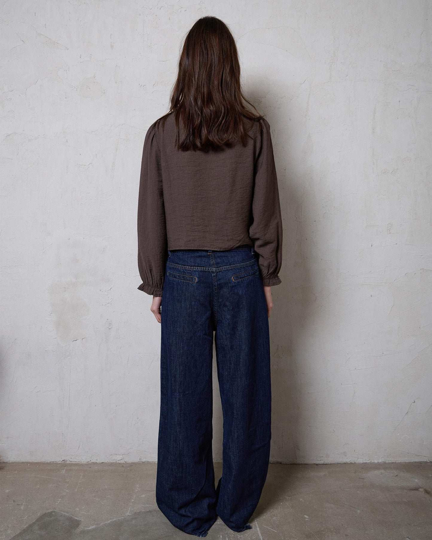 Blusa Fruncido Delantero Marrón