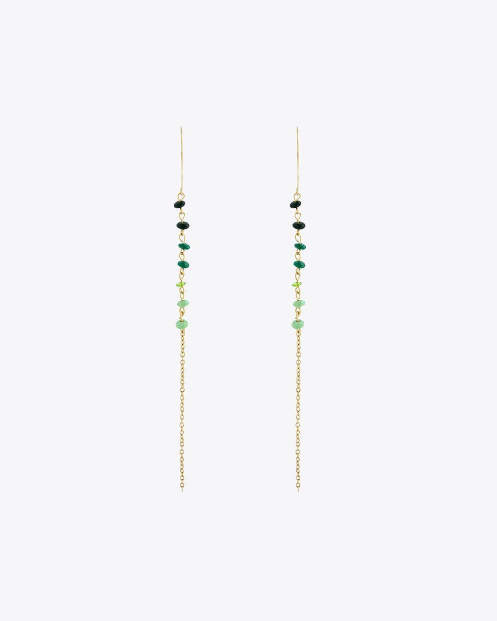 Green Ball Strip Hook Earrings