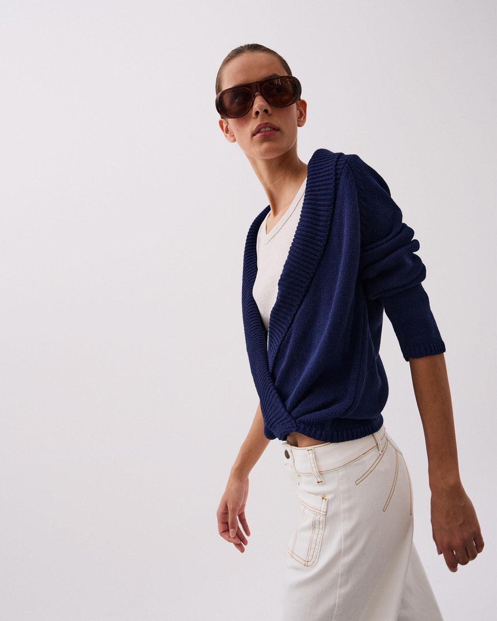 Pull Croisé Bleu Marine