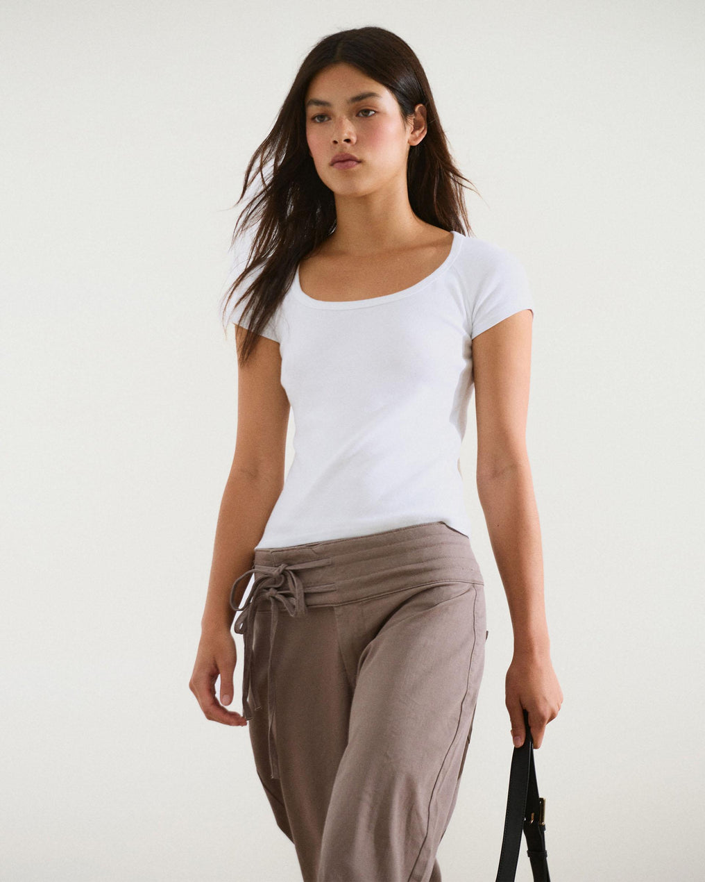 Jeans Taupe com Cós Triplo e Laçada