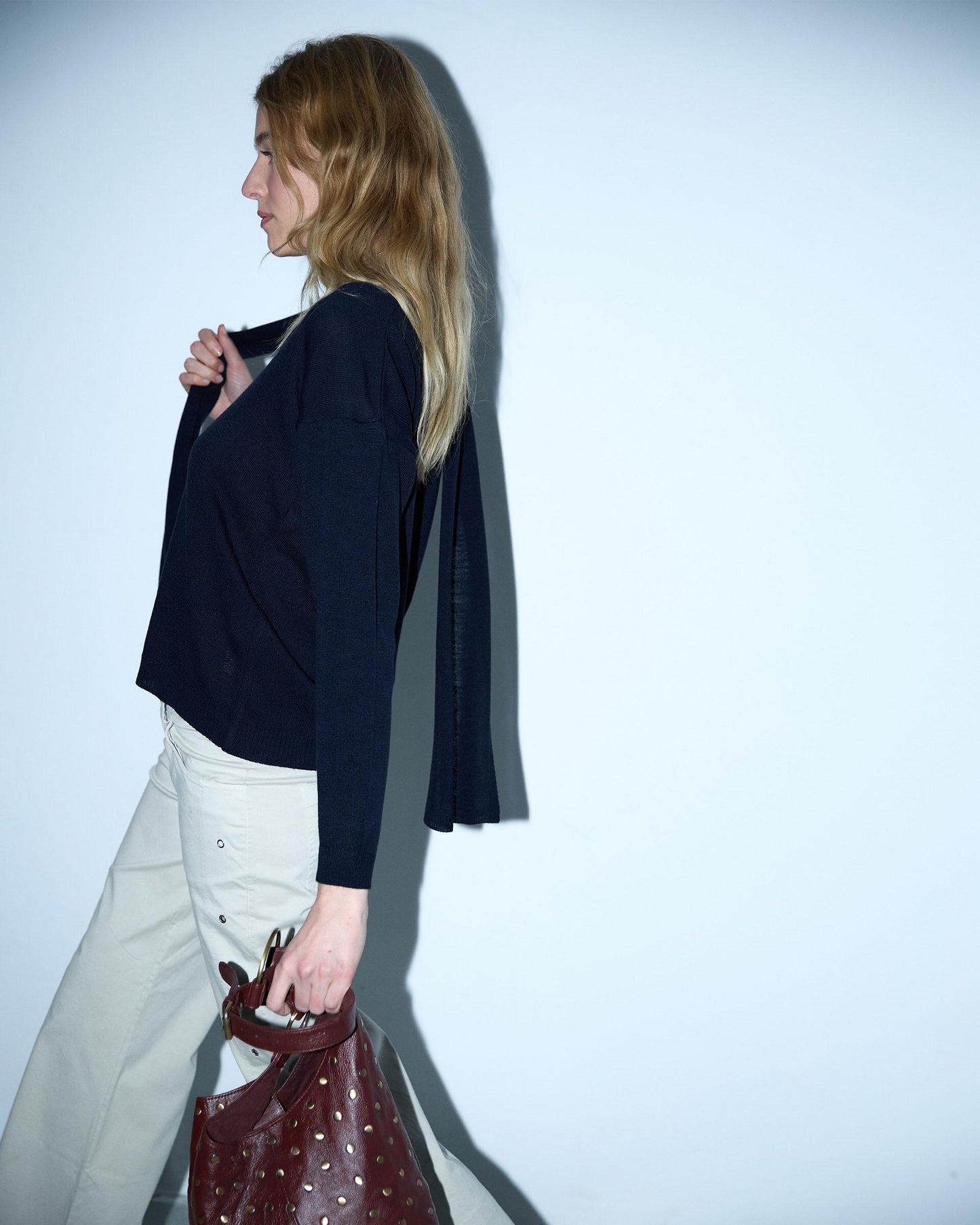 Jersey Punto Fino Bufanda Azul Marino