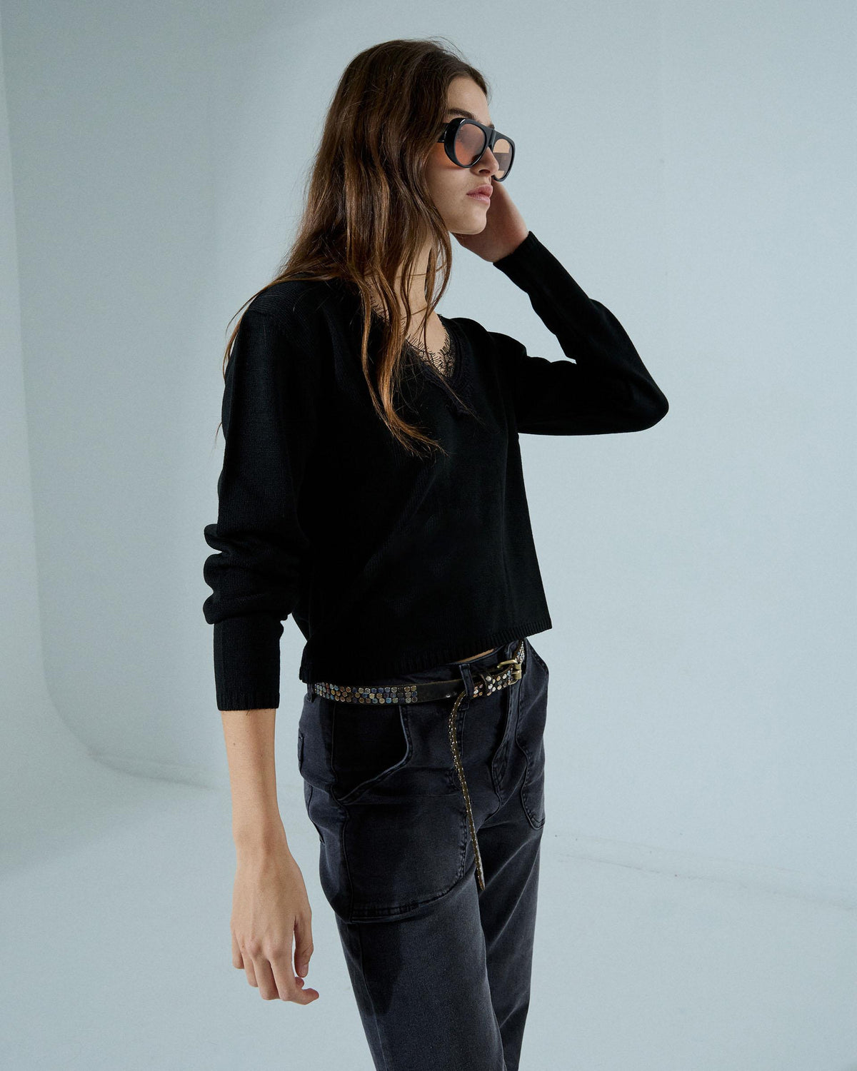 Jersey Escote Encaje Negro