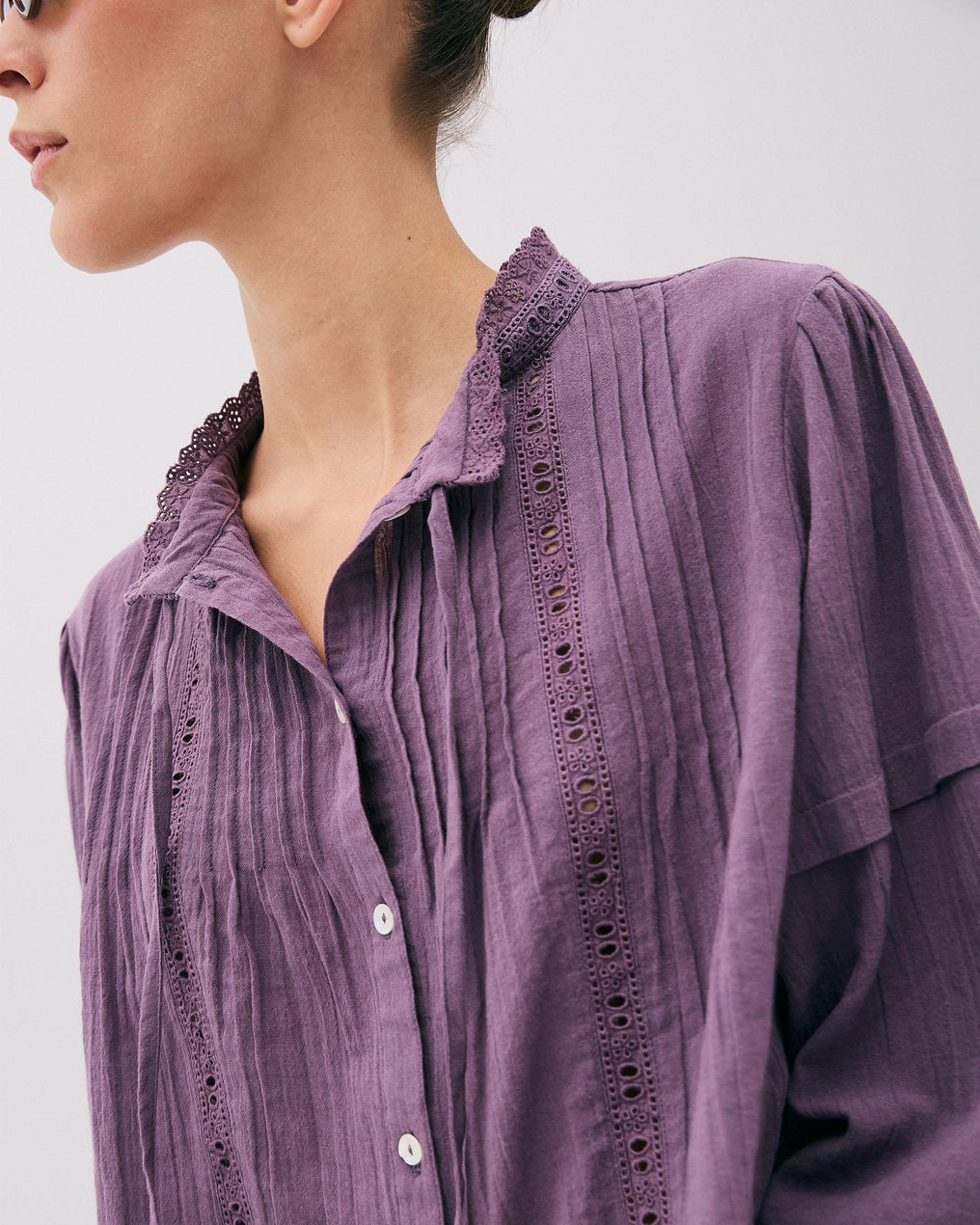 Purple Lace Bow Blouse