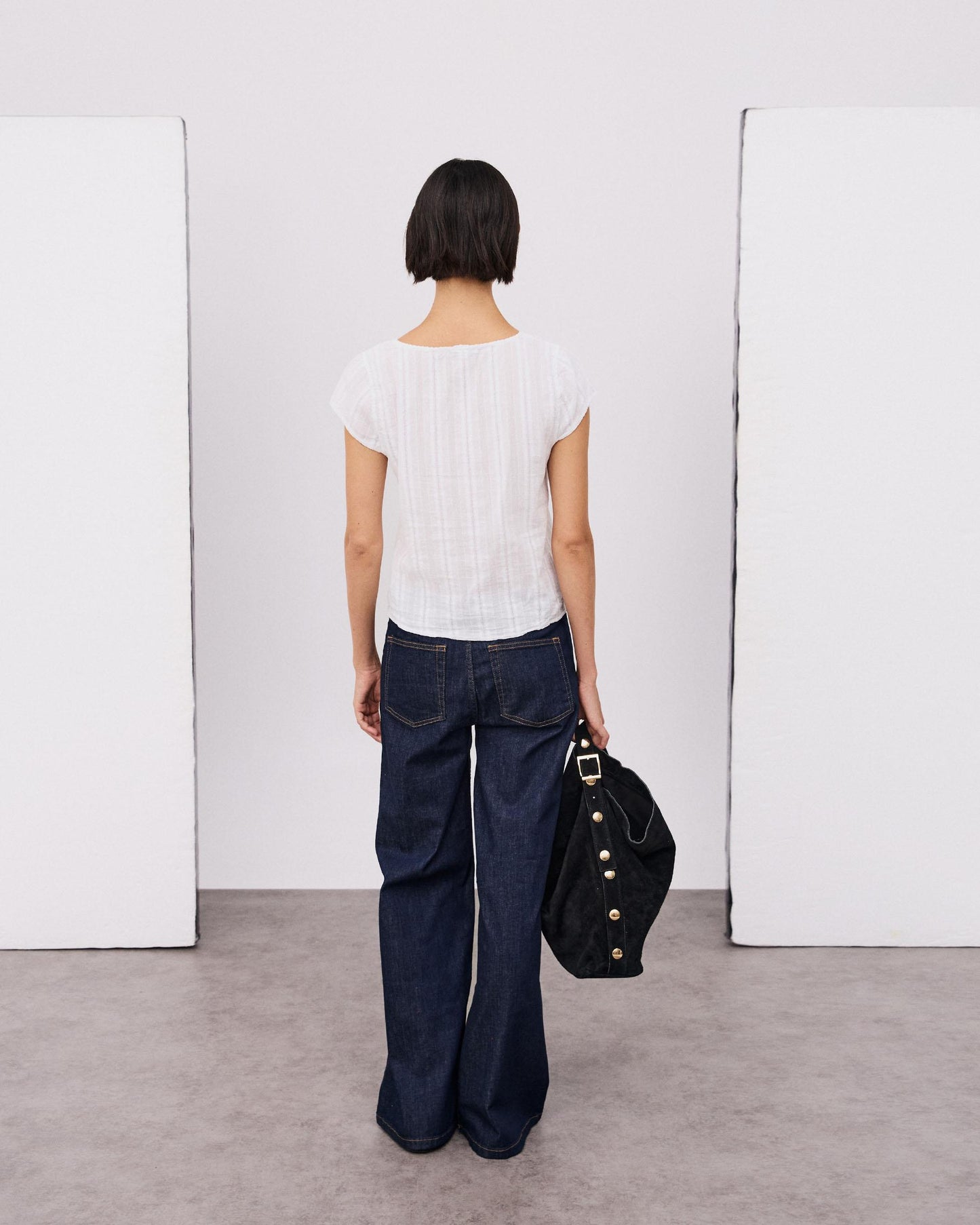 Blusa Tejido Rustico Bordados Florales Blanca