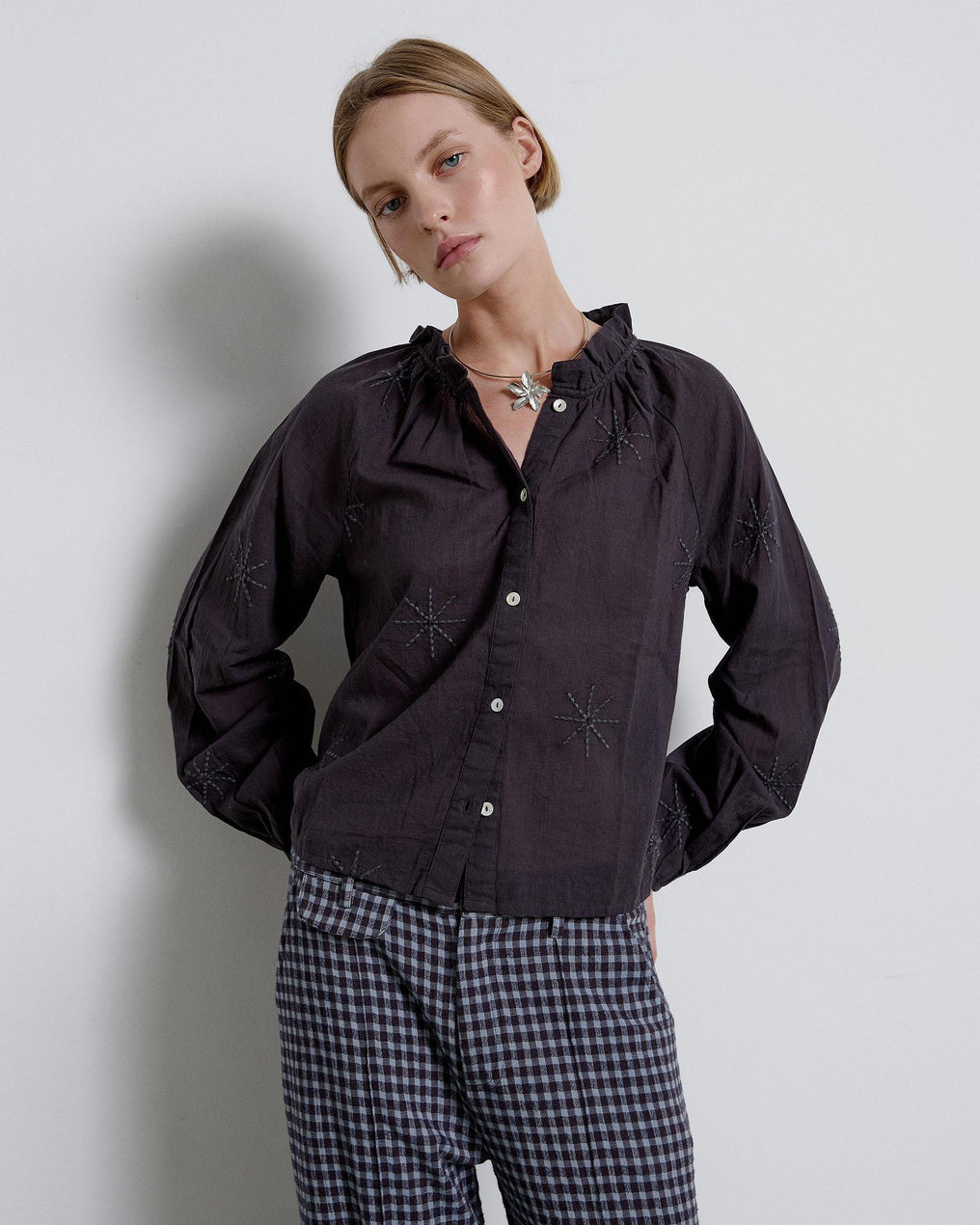 Anthracite Suns Embroidered Blouse