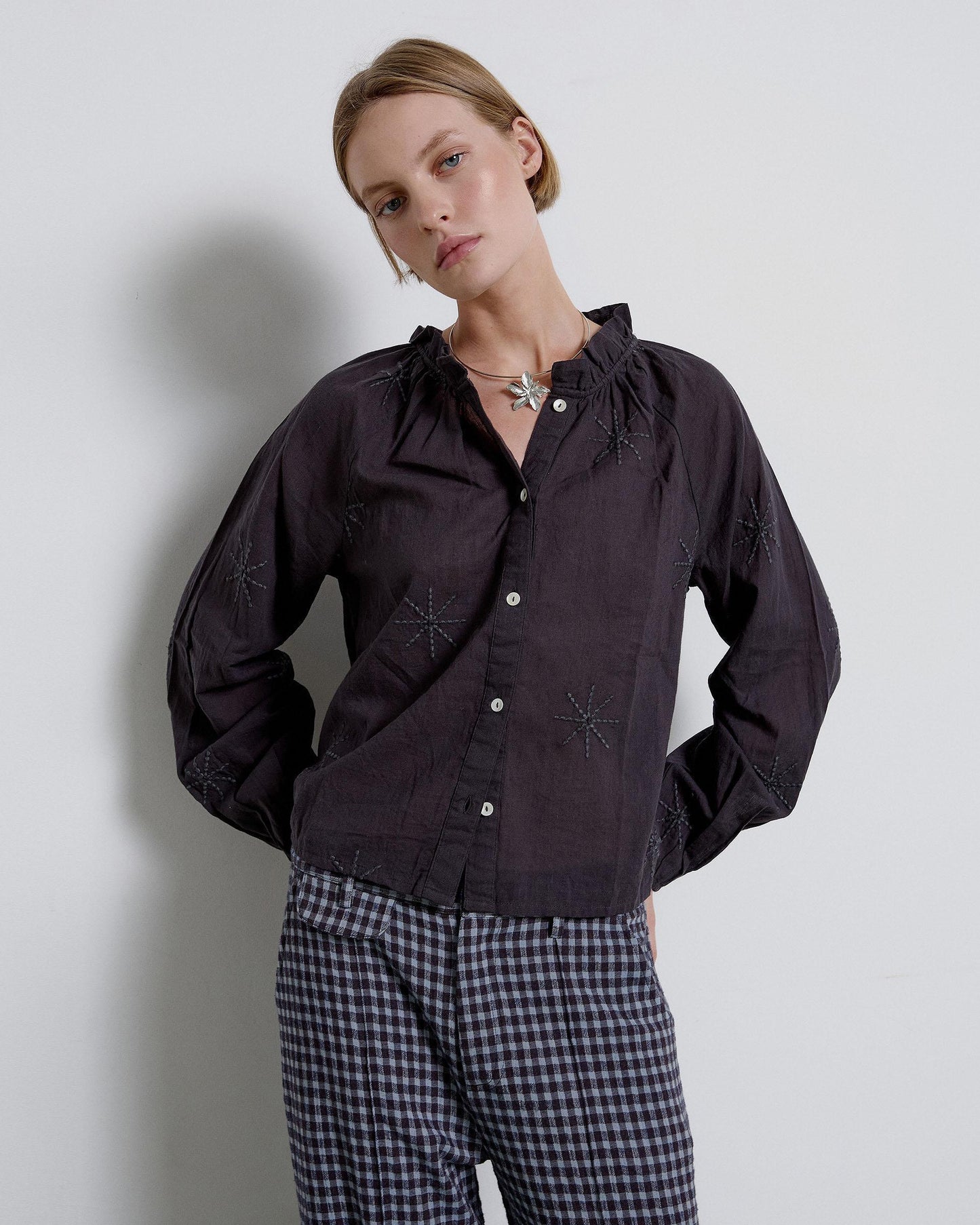 Anthracite Suns Embroidered Blouse