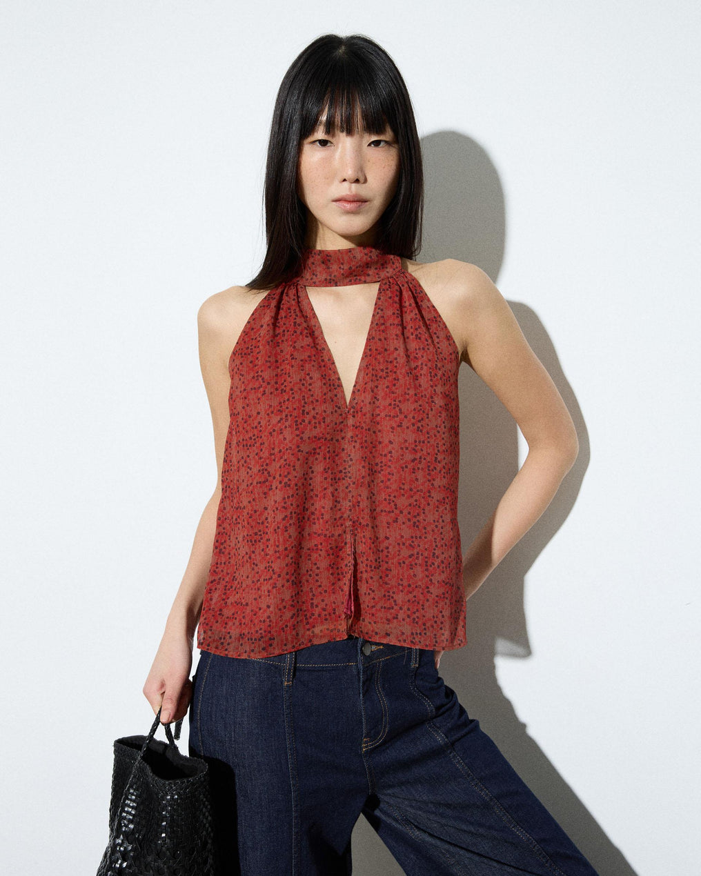 Top Abertura Estampado Rojo