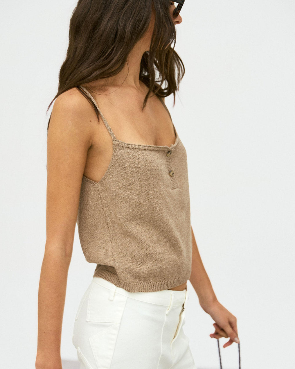 Top Punto Botones Beige
