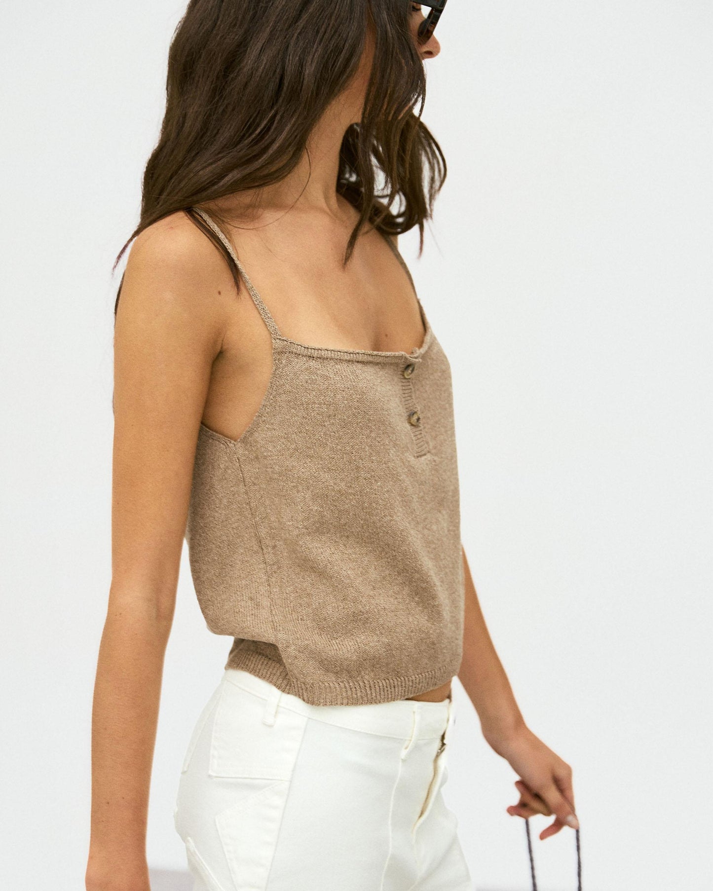 Top Punto Botones Beige
