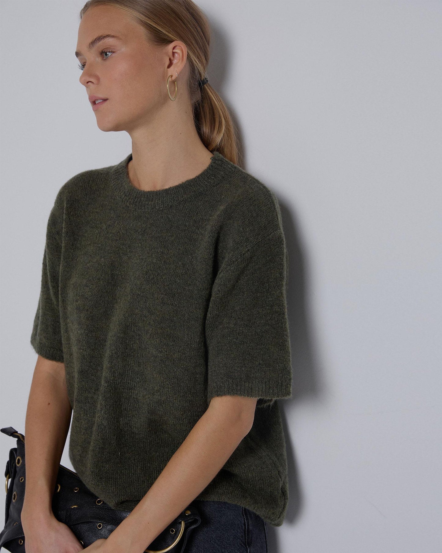 Jersey Punto Manga Corta Verde Oscuro