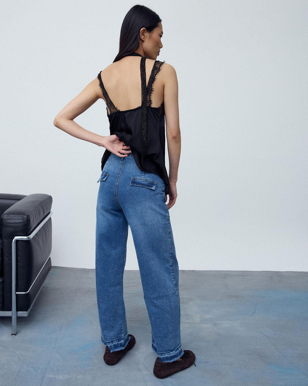 Blue Straight Wide Jeans