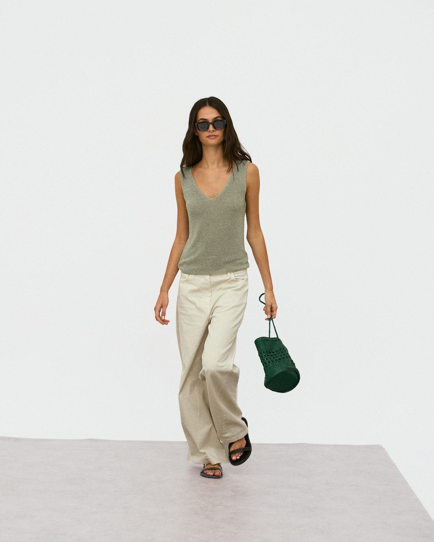 Top Bretelles Lurex Vert