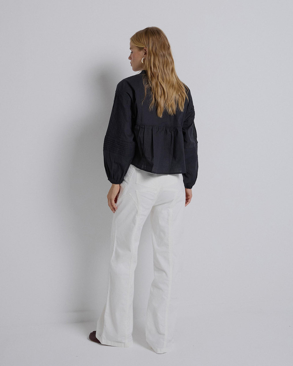 Anthracite Pleated Sleeve Blouse