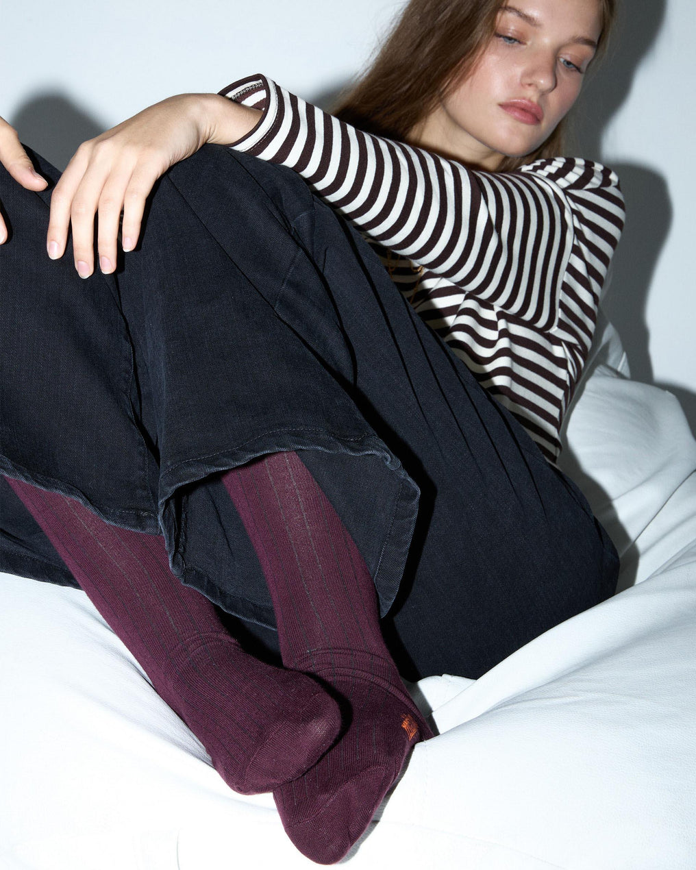 Burgundy High-Top Socks