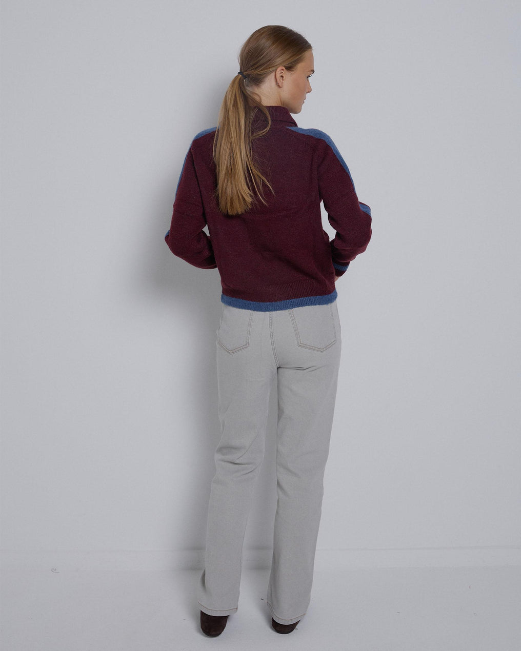 Gray Hook Closure Jeans