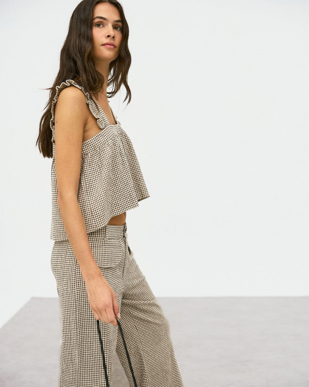 Top Carreaux Seersucker Beige