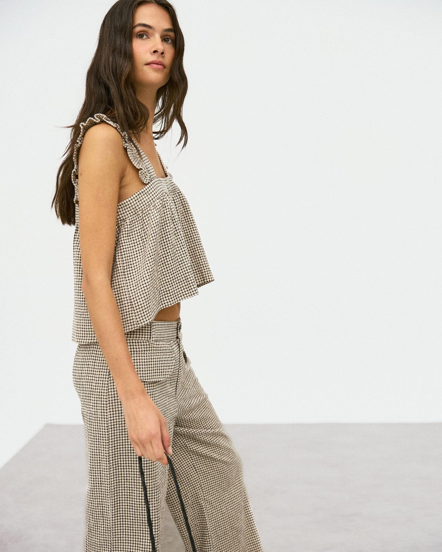 Top Carreaux Seersucker Beige