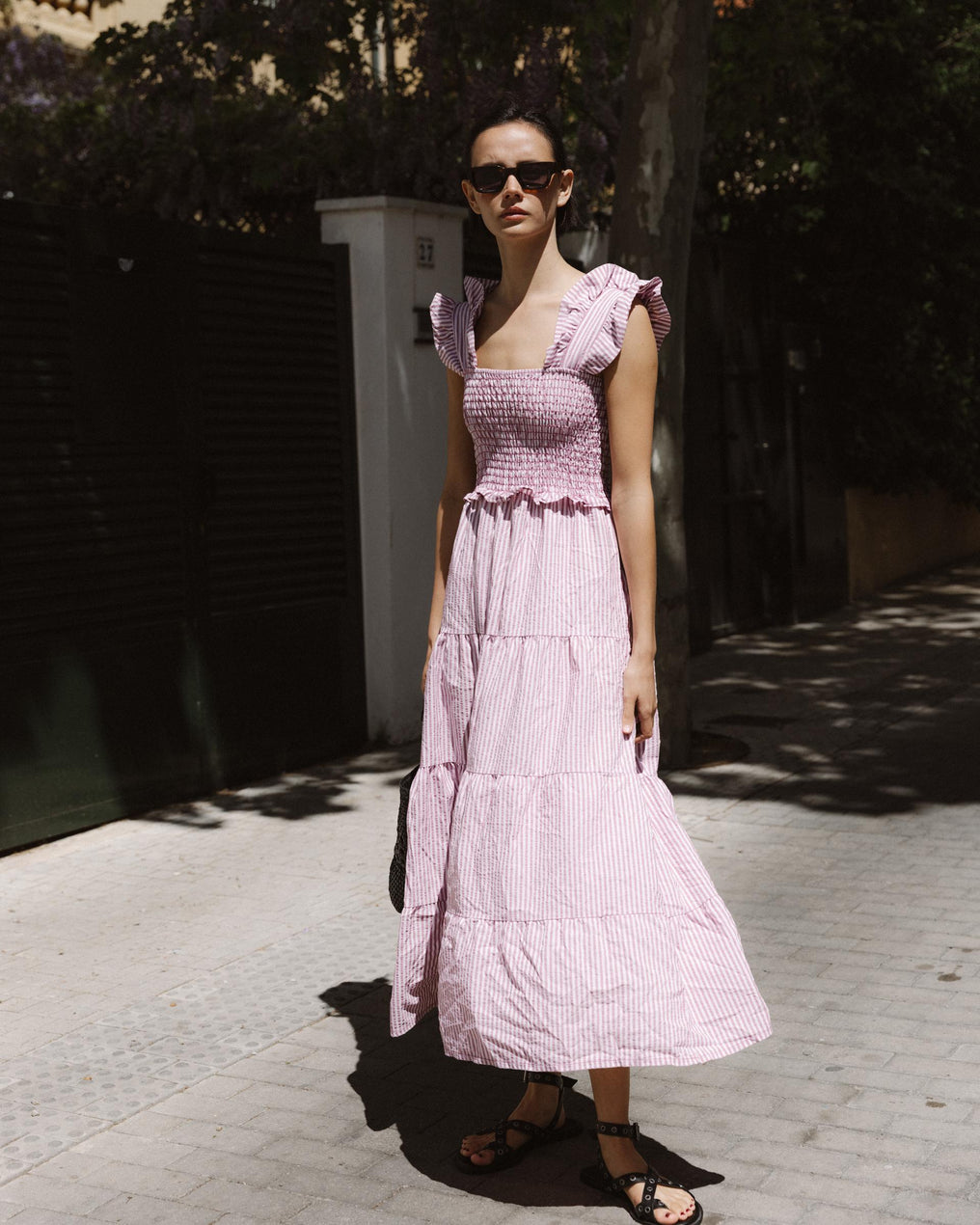 Vestido Gomas Volantes Rosa