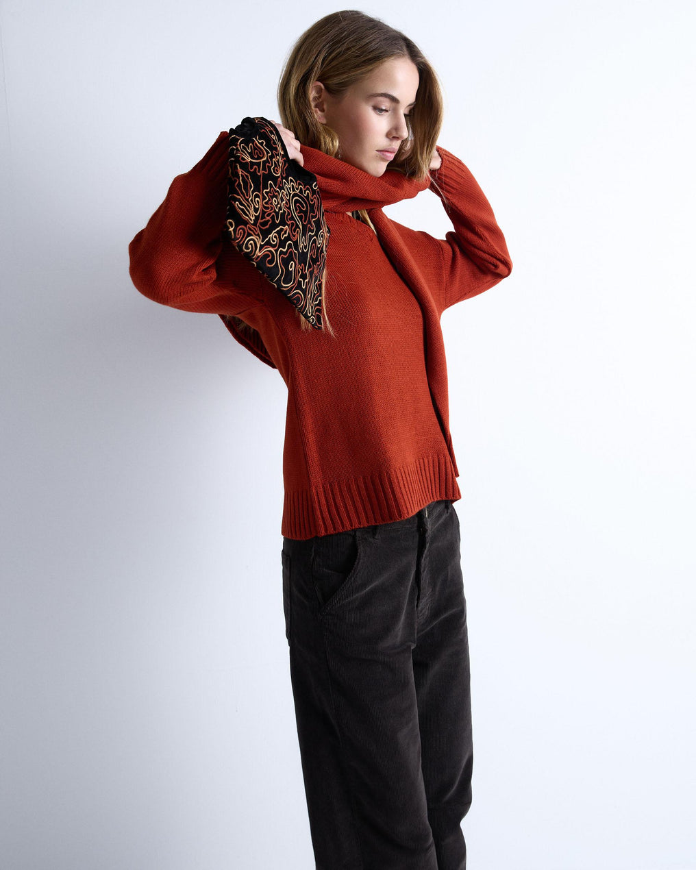 Jersey Cuello Pico Rib Naranja