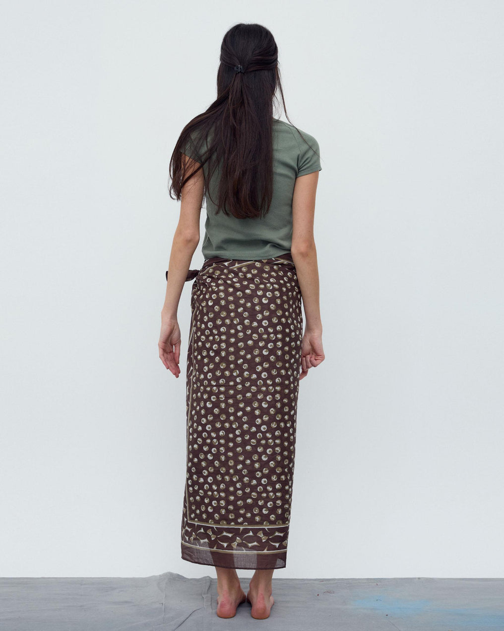 Pareo Estampado Círculos Cenefa Marrón