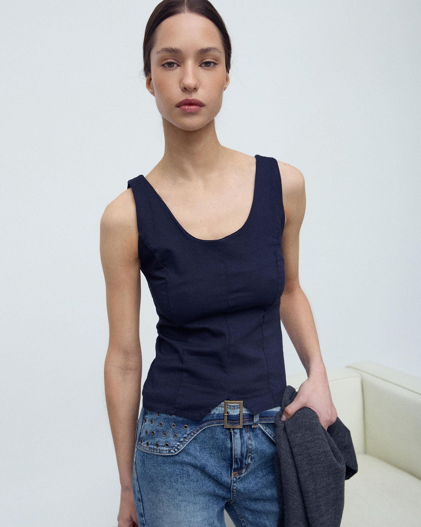 Navy Blue Corset Top