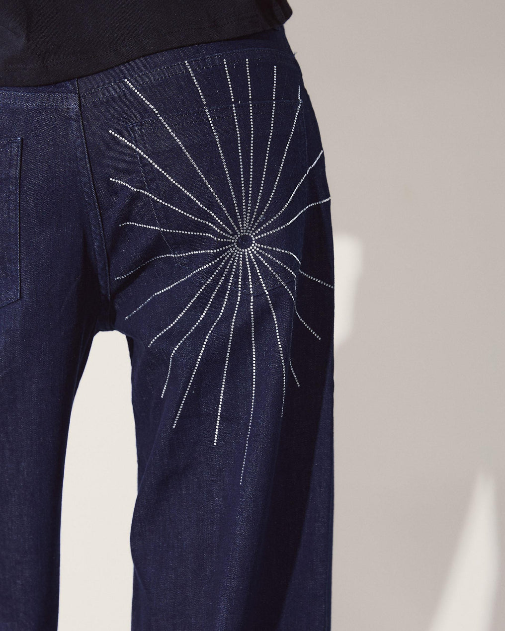 Jeans Estrella Brillos Trasera Azul Oscuro