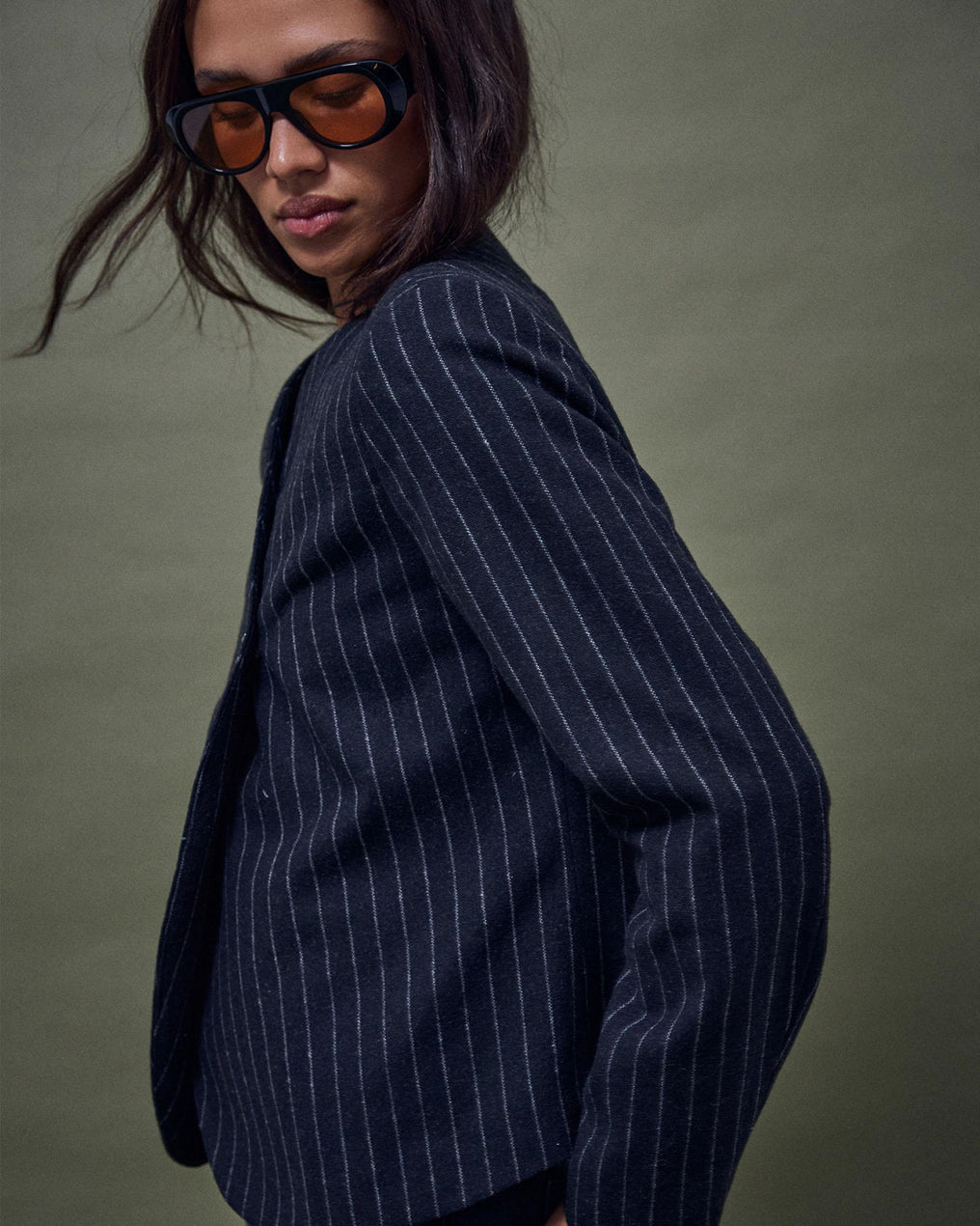 Chaqueta Botones Anillas Con Lana Antracita
