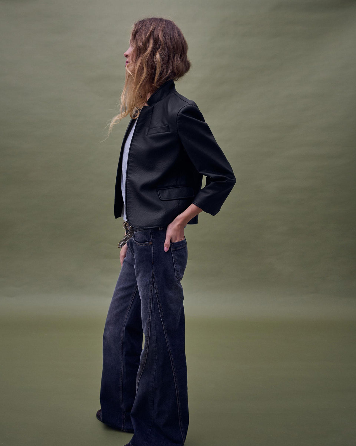 Leather-Effect Blazer Black