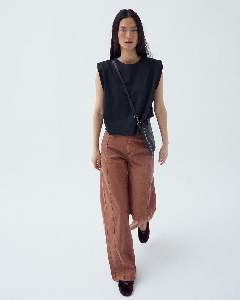 Jeans Cós Peça Botões Cobre