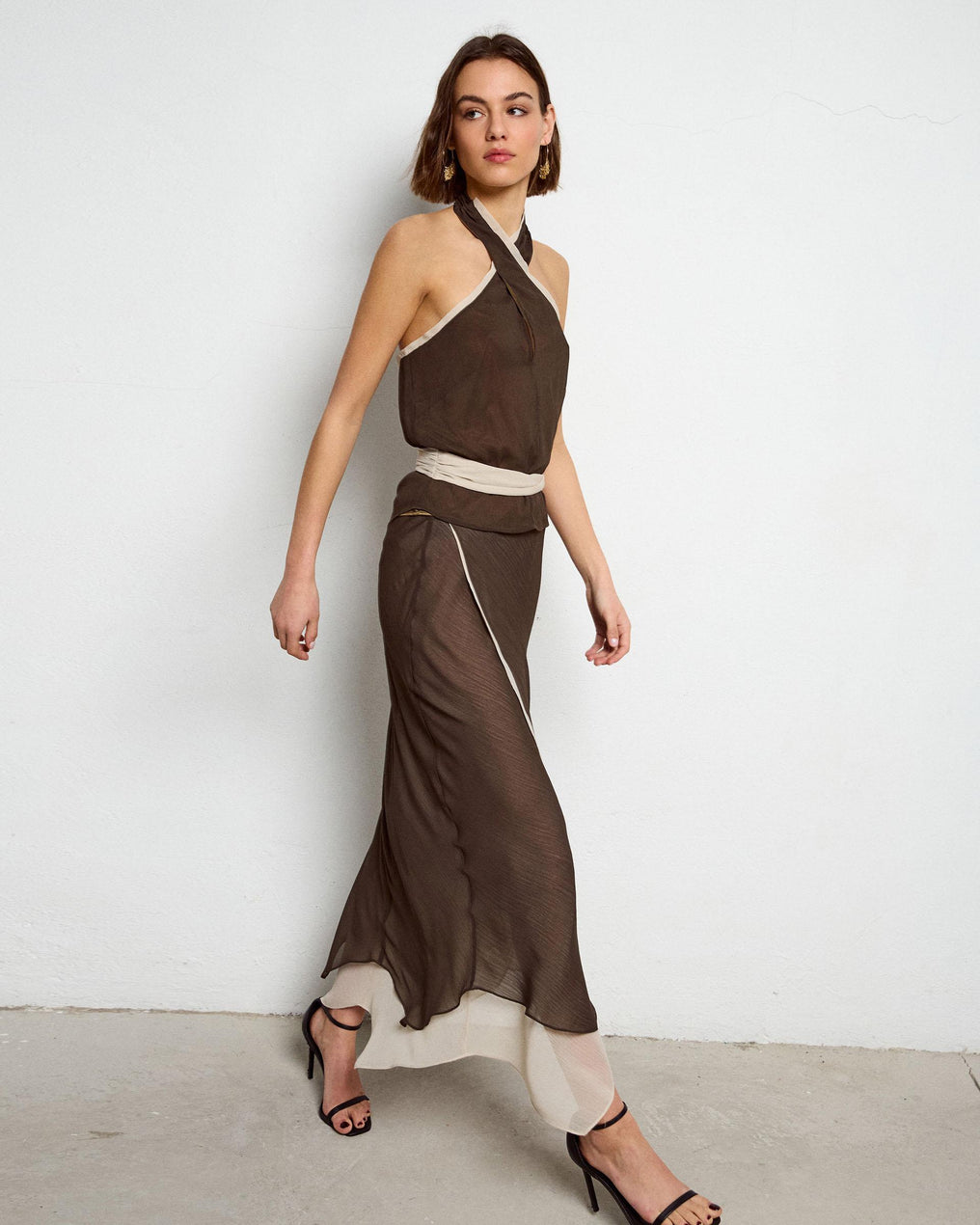 Falda Gasa Contraste Verde Oscuro