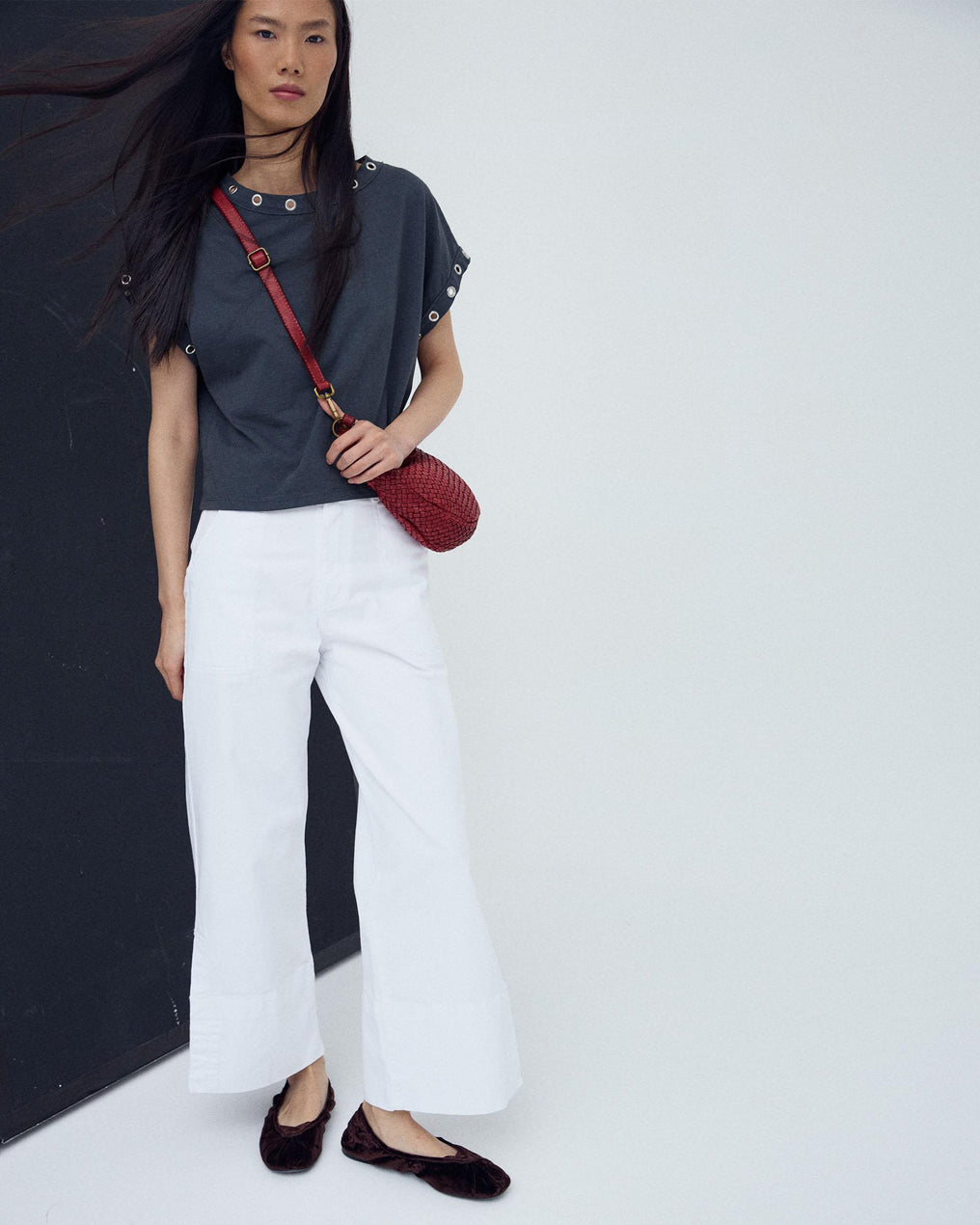 Jeans Dobladillo Abertura Blanco