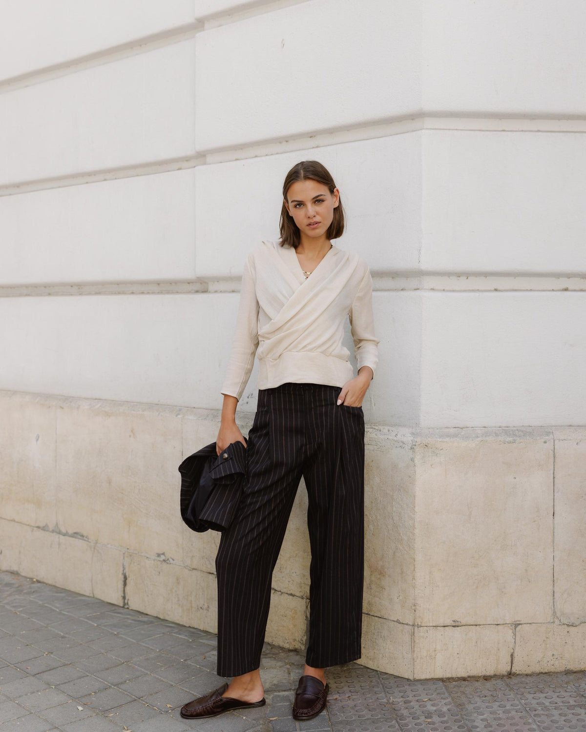 Pantalón Pinza Bolsillos Azul Oscuro