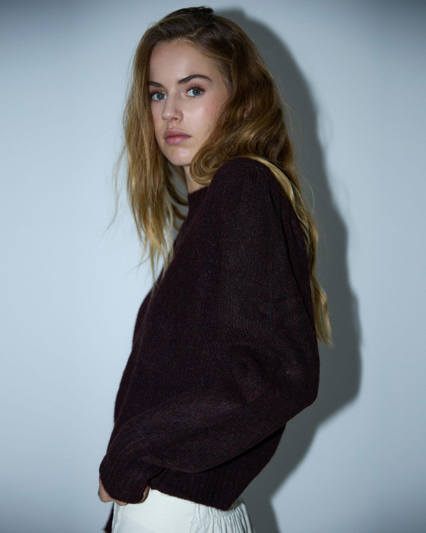 Jersey Pliegues Hombro Marrón