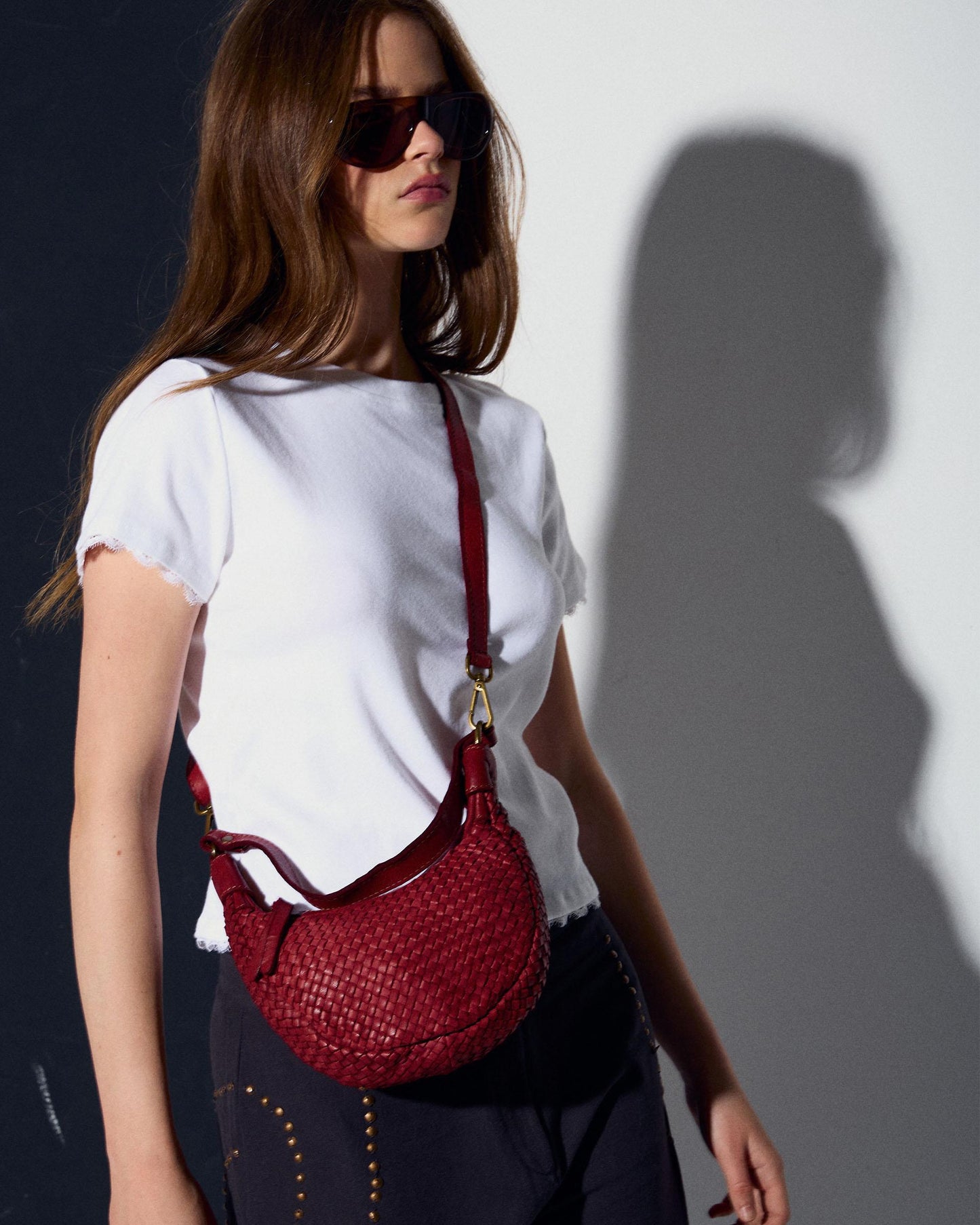 T-shirt de Manga Curta com Renda Branca