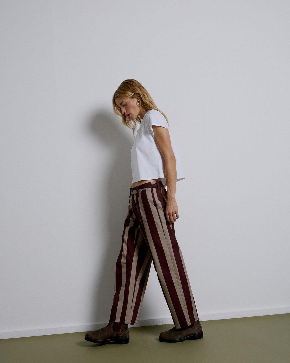 Long Brown Striped Pants