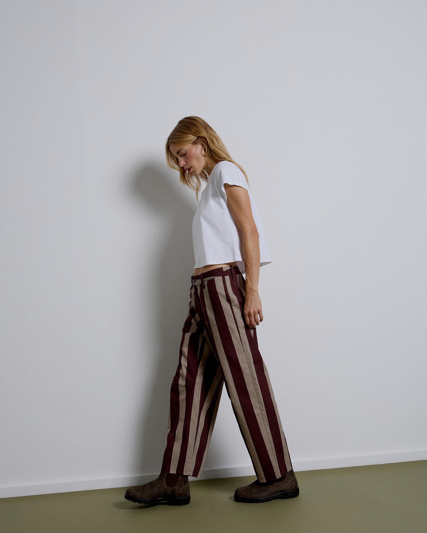Long Brown Striped Pants
