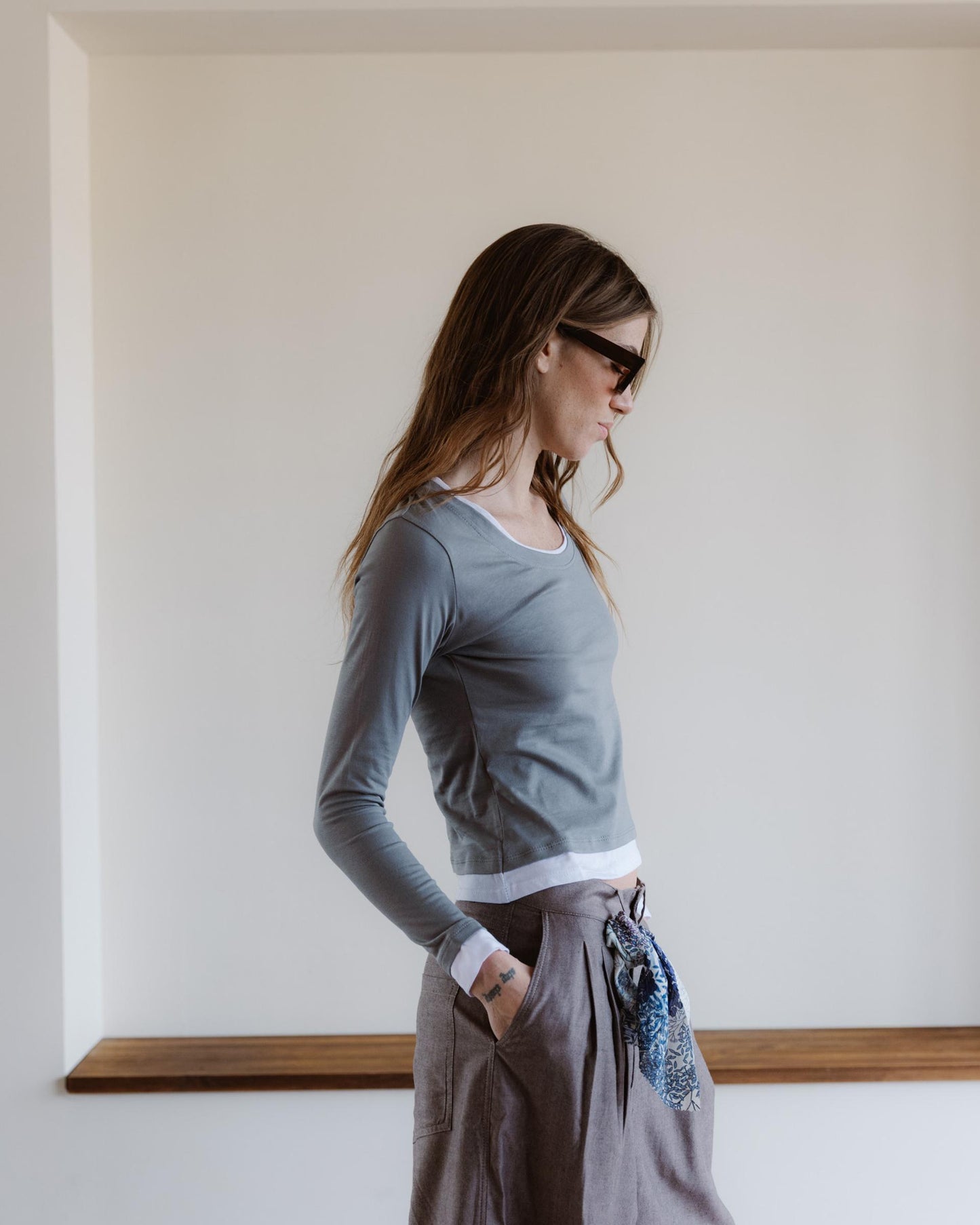 Camiseta Efecto Doble Gris