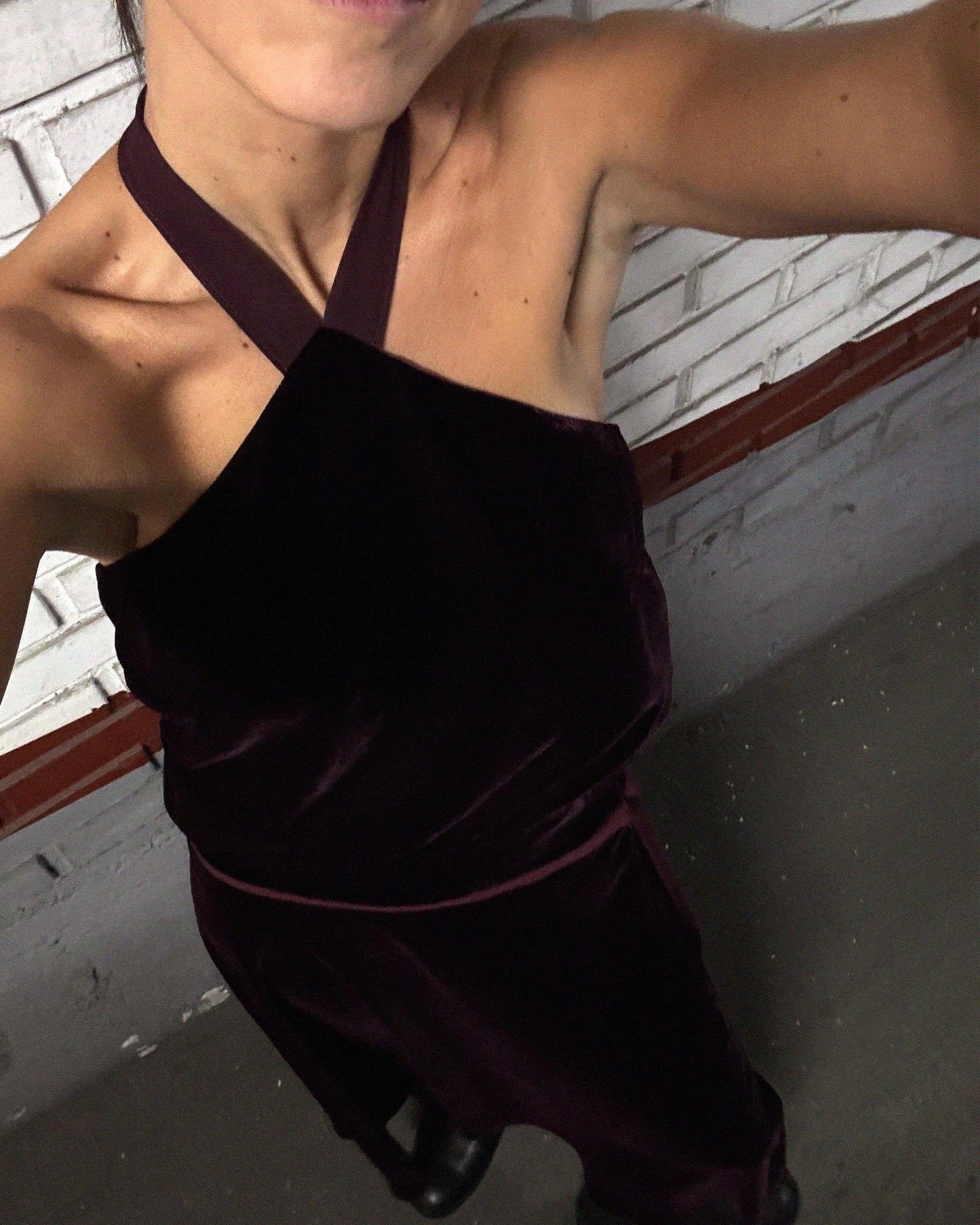 Saia de veludo bordeaux com laço