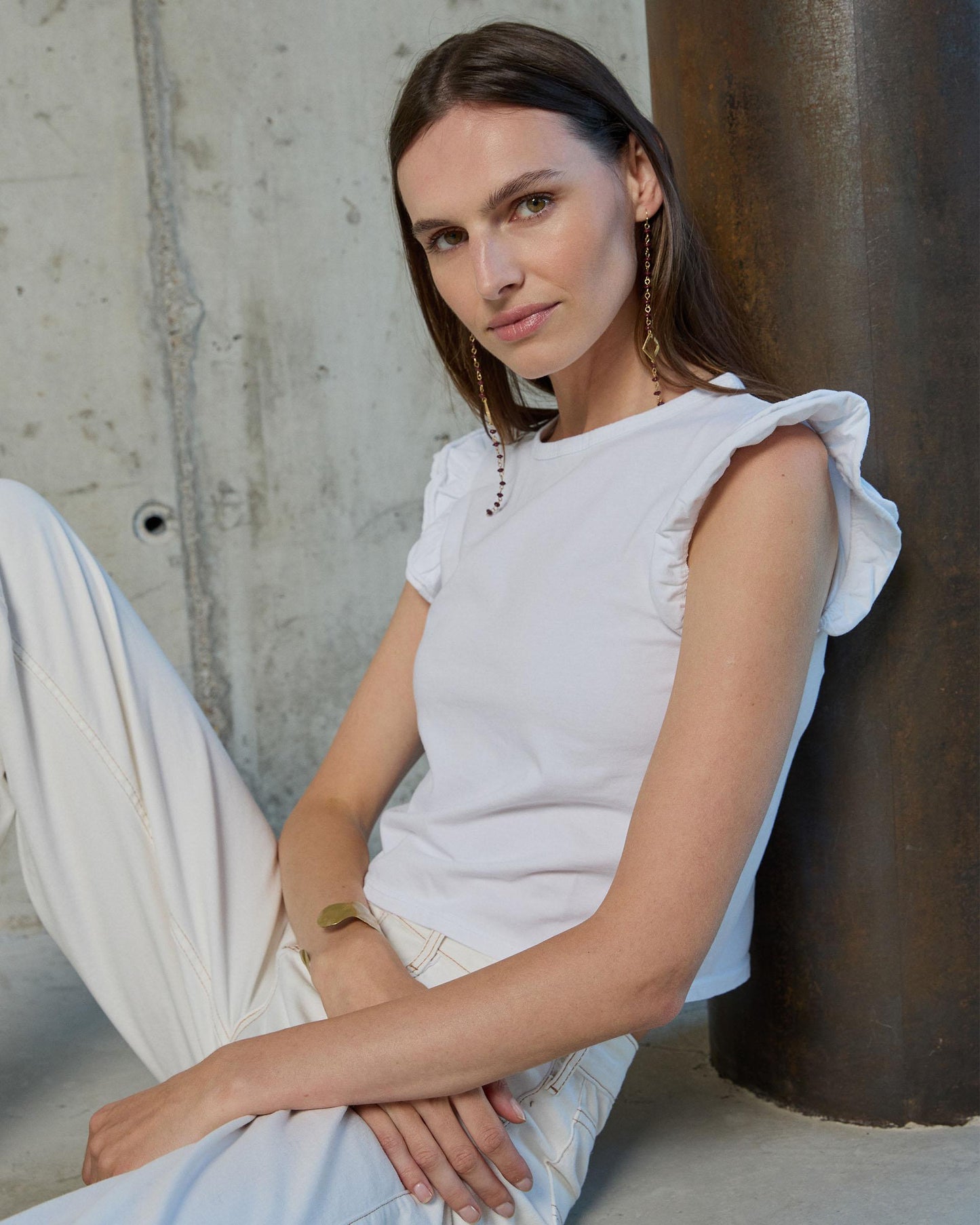 Camiseta Manga Volantes Blanco