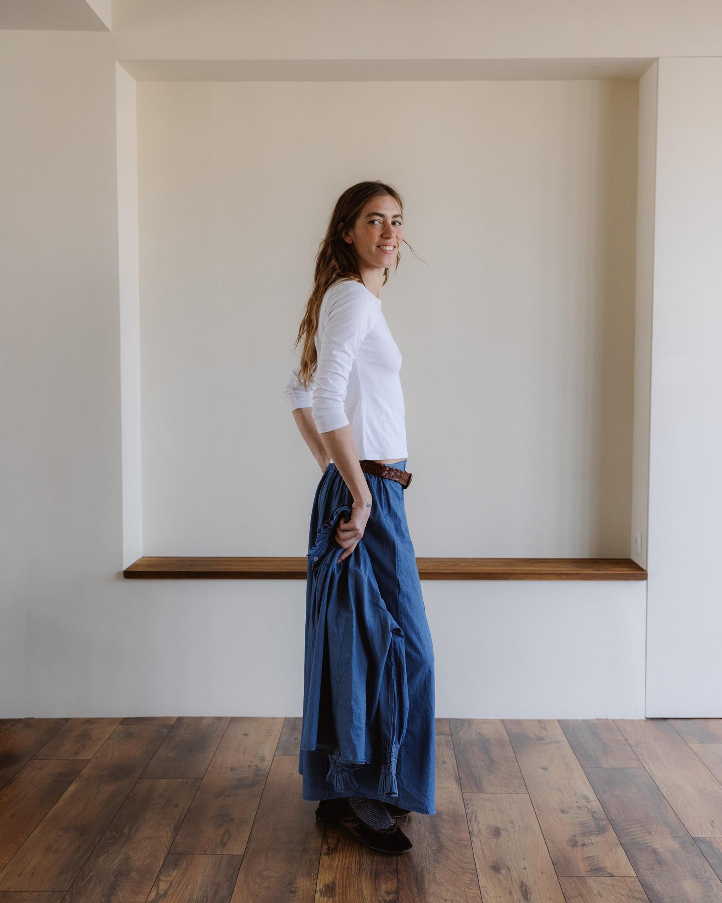 Camiseta Cuello Cuadrado Blanco