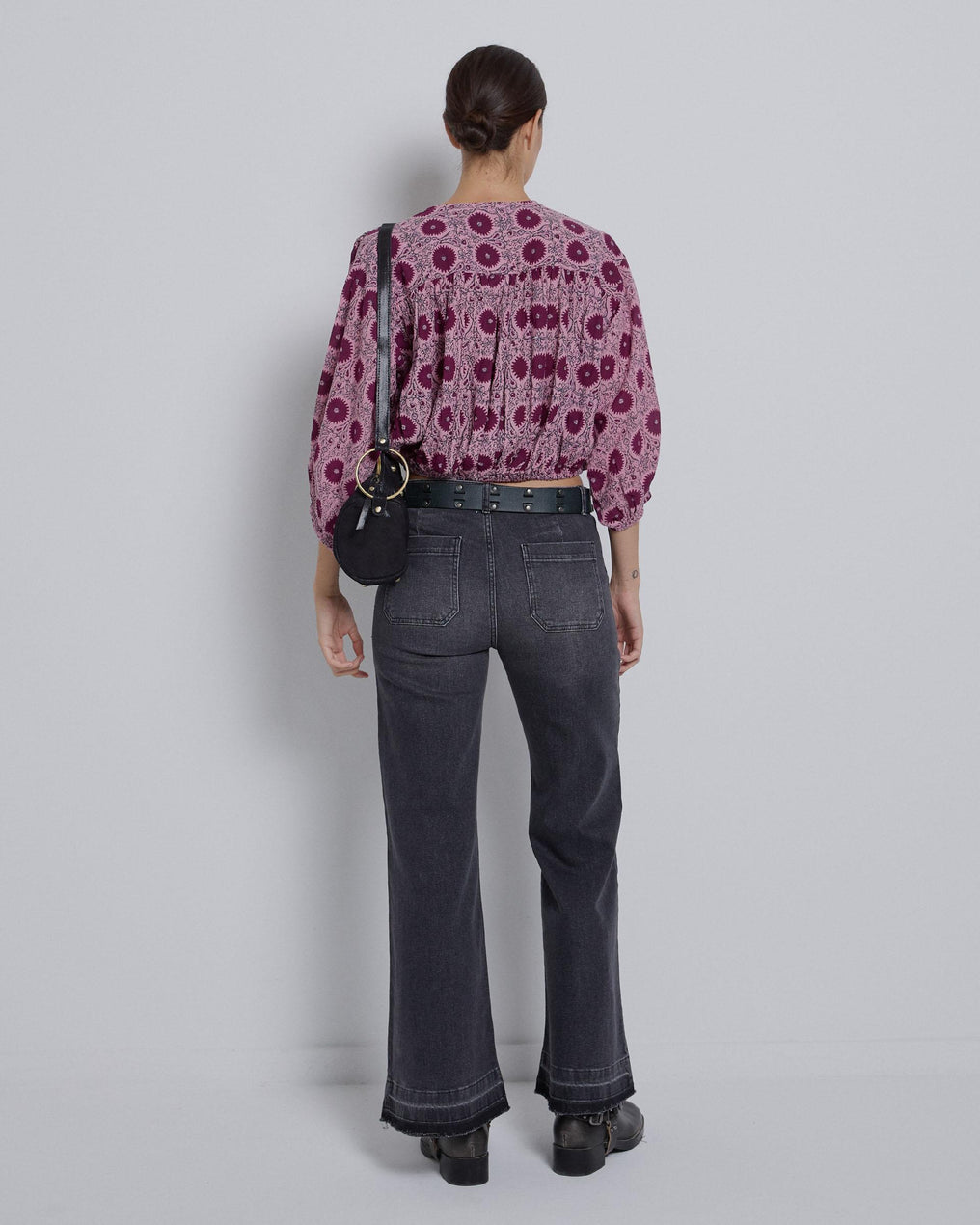 Blusa Frunce Estampada Rosa