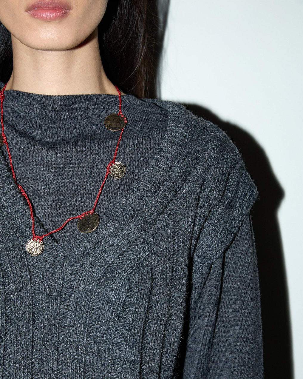 Anthracite V-Neck Knit Vest