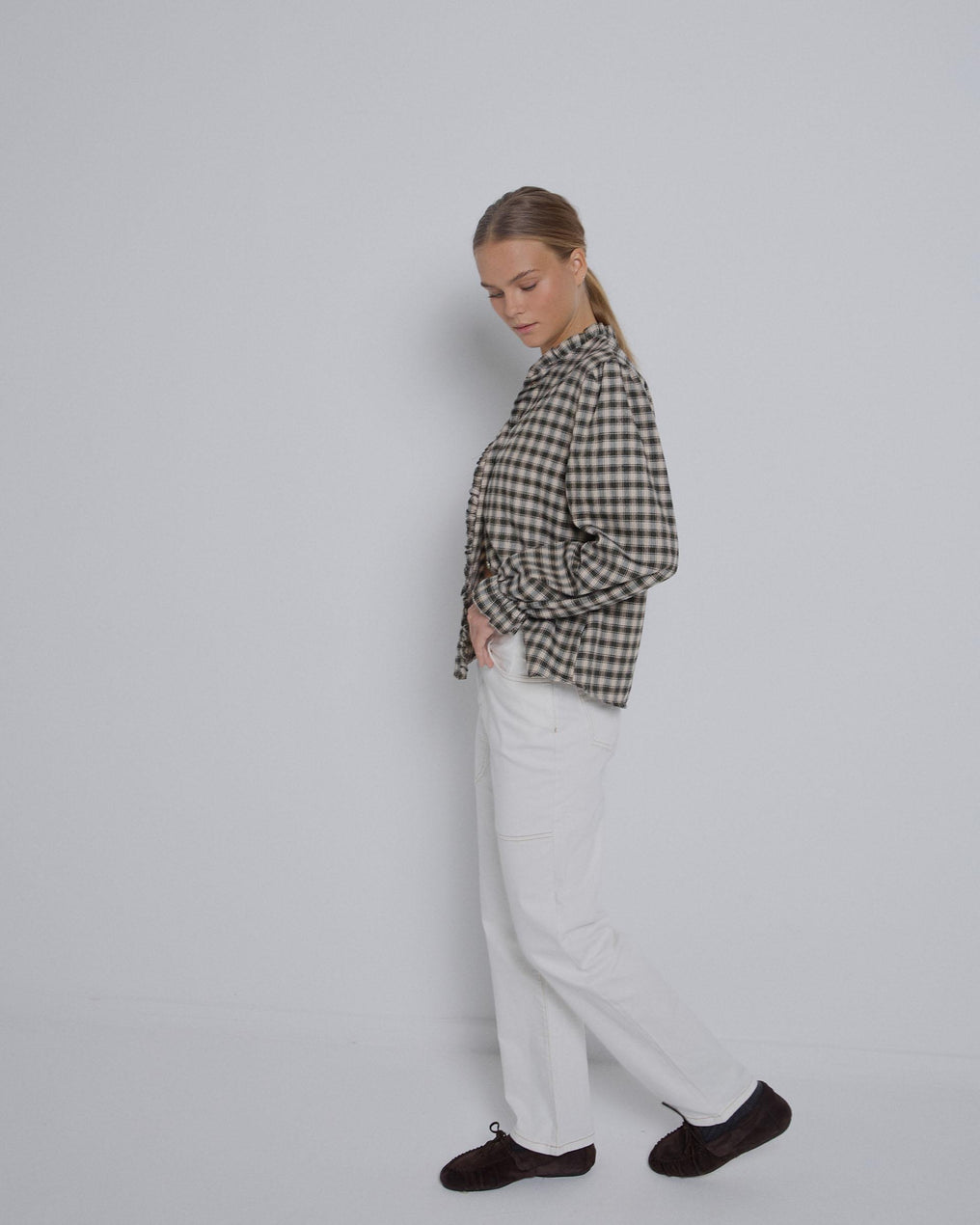 White Hook Closure Jeans