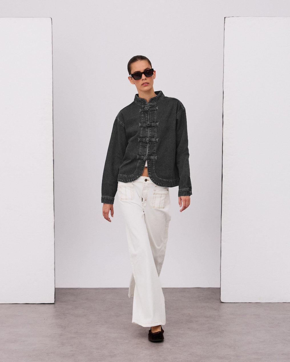 Cazadora Denim Alamares Antracita
