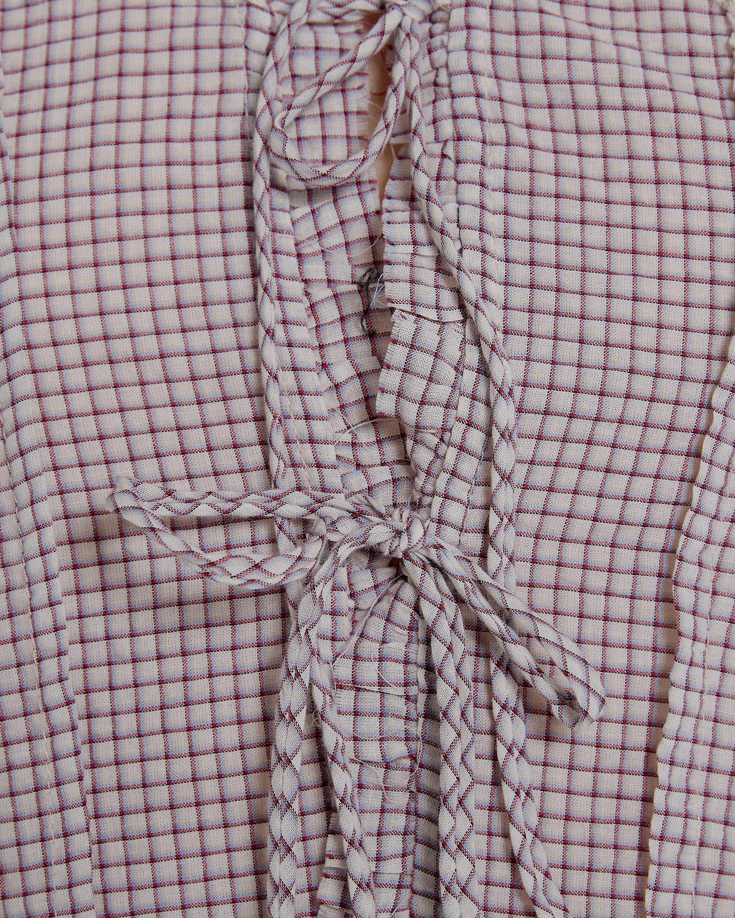 Pink Plaid Blouse with Front Bows