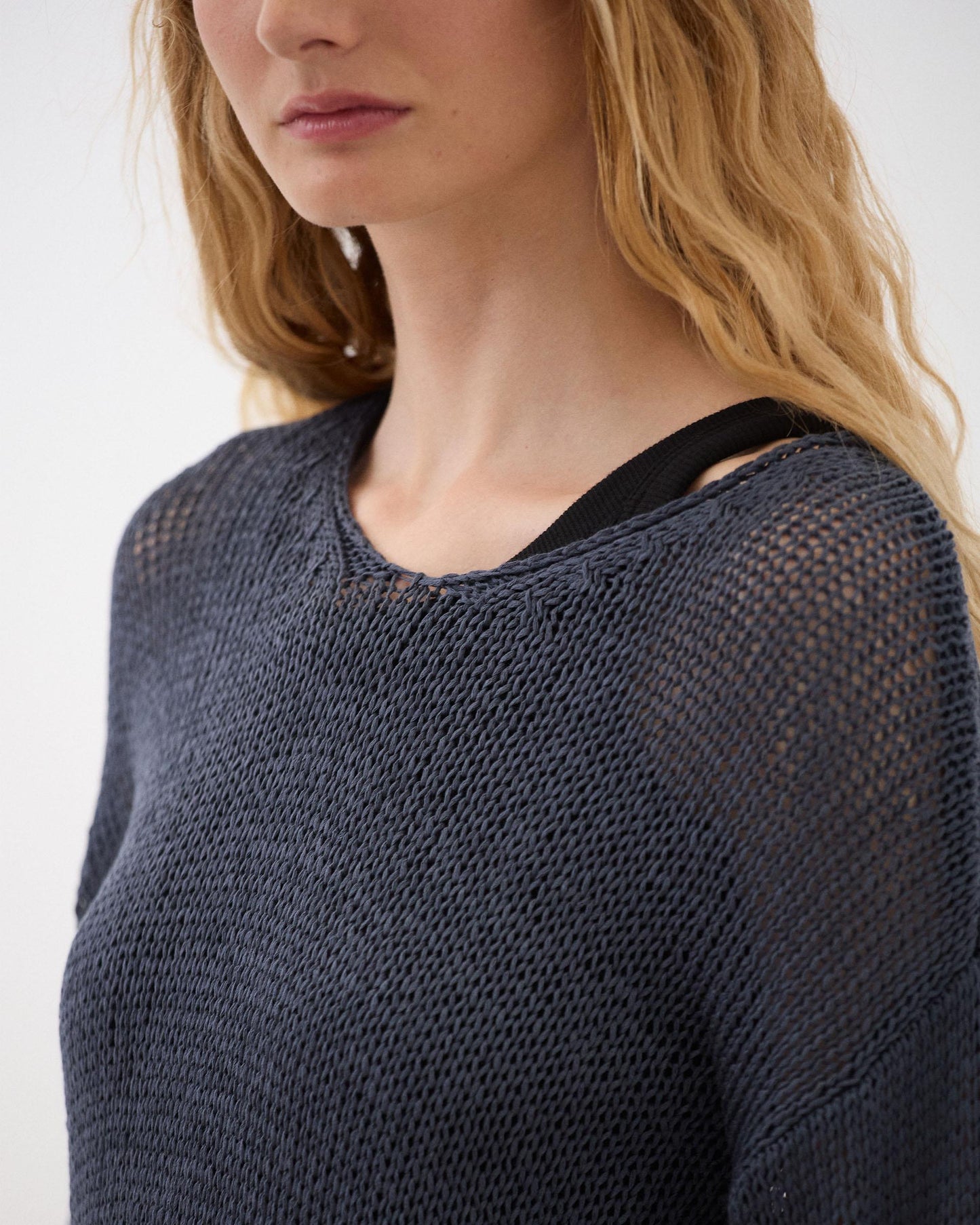 Jersey Calado Cuello Pico Azul