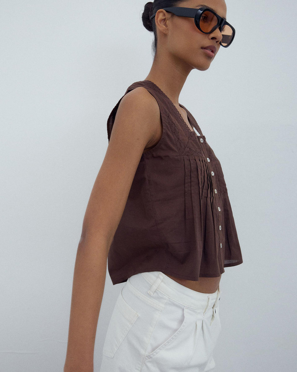 Brown Lace Tops