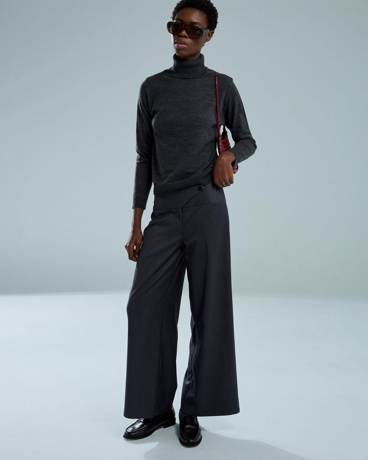 Pantalon Ceinture Croisée Anthracite