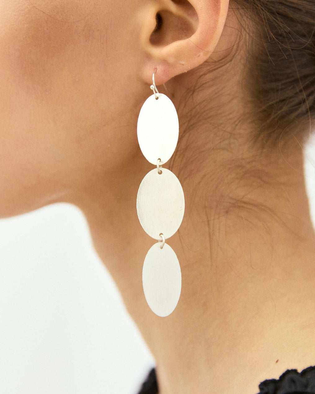 Pendientes Largos Óvalos Plata