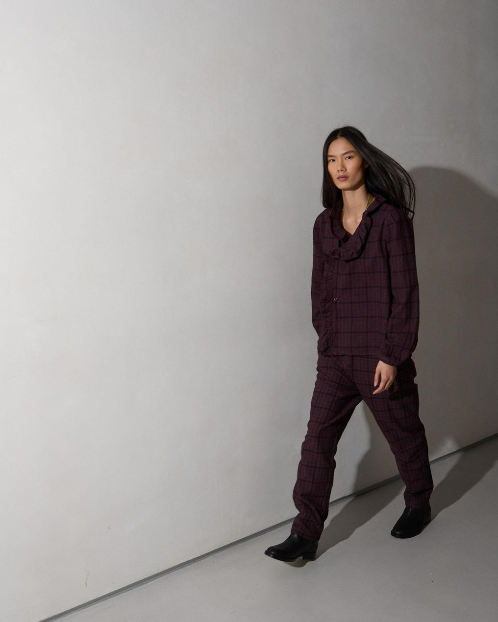 Purple Balloon Plaid Pants